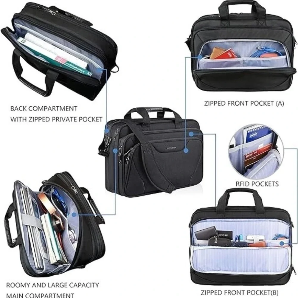 Kroeber Laptop Bag Premium Laptop Briefcase Fits up to 17.3 in Laptop Expands